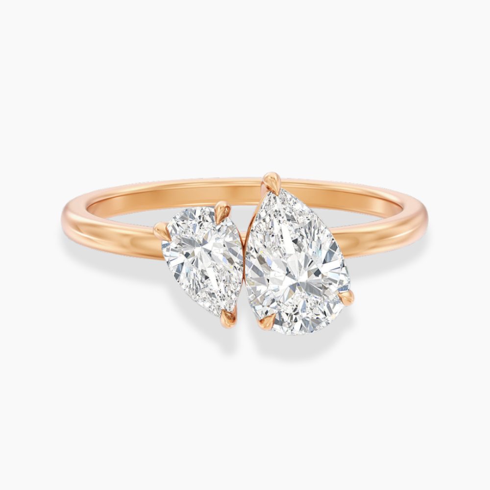 Toi et Moi Lab Diamond Engagement Ring in 18K Gold - Pear