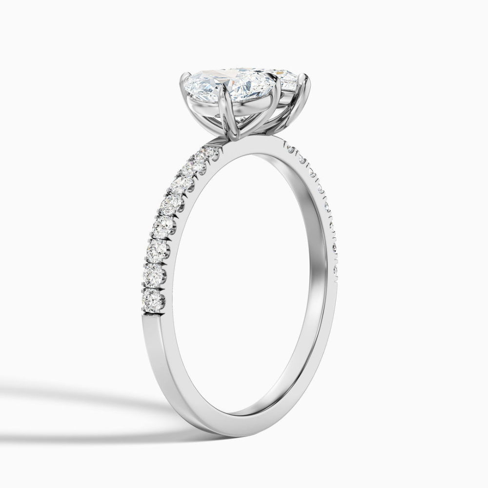 Toi et Moi Pave Lab Diamond Engagement Ring in 18K Gold - Pear
