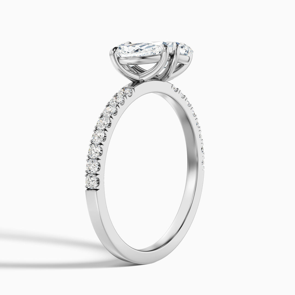 Toi et Moi Pave Lab Diamond Engagement Ring in 18K Gold - Pear
