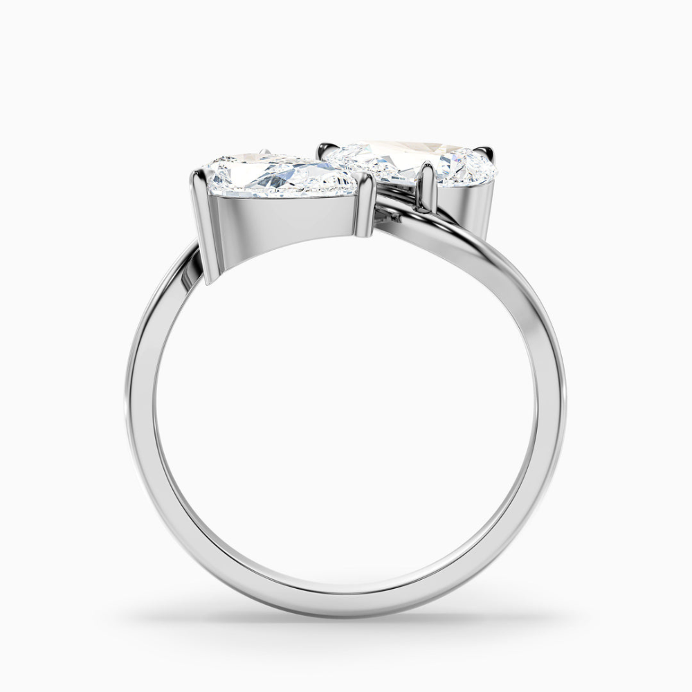 Meagan Toi et Moi Curved Lab Diamond Engagement Ring in 18K Gold - Pear