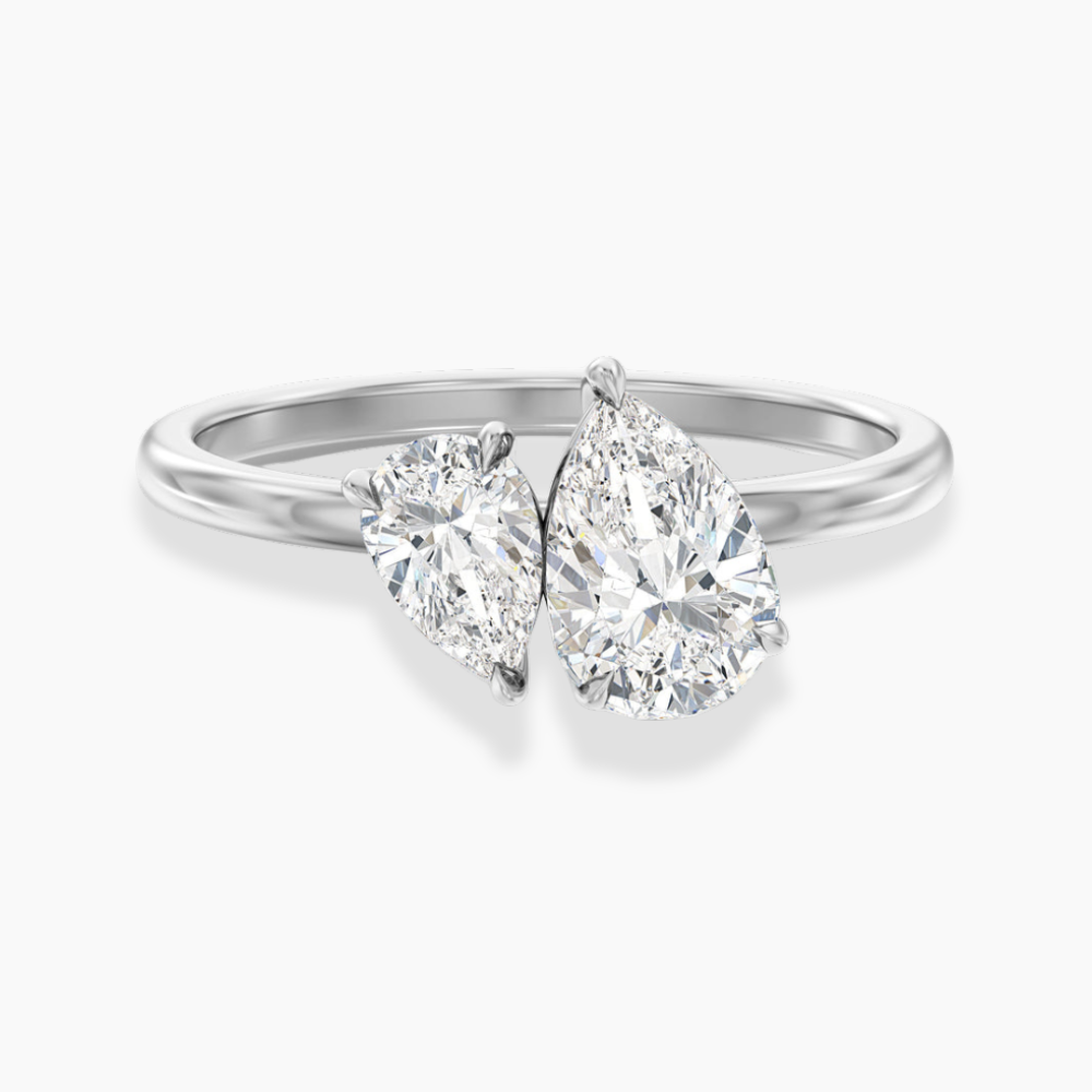 Toi et Moi Lab Diamond Engagement Ring in 18K Gold - Pear