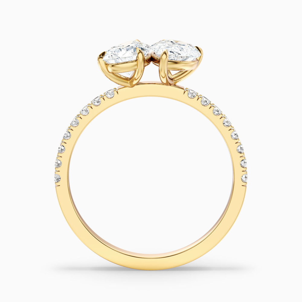 Toi et Moi Pave Lab Diamond Engagement Ring in 18K Gold - Pear