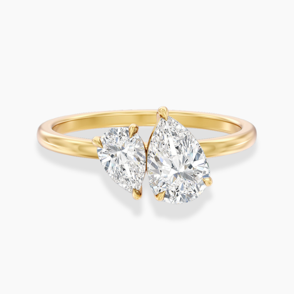 Toi et Moi Lab Diamond Engagement Ring in 18K Gold - Pear