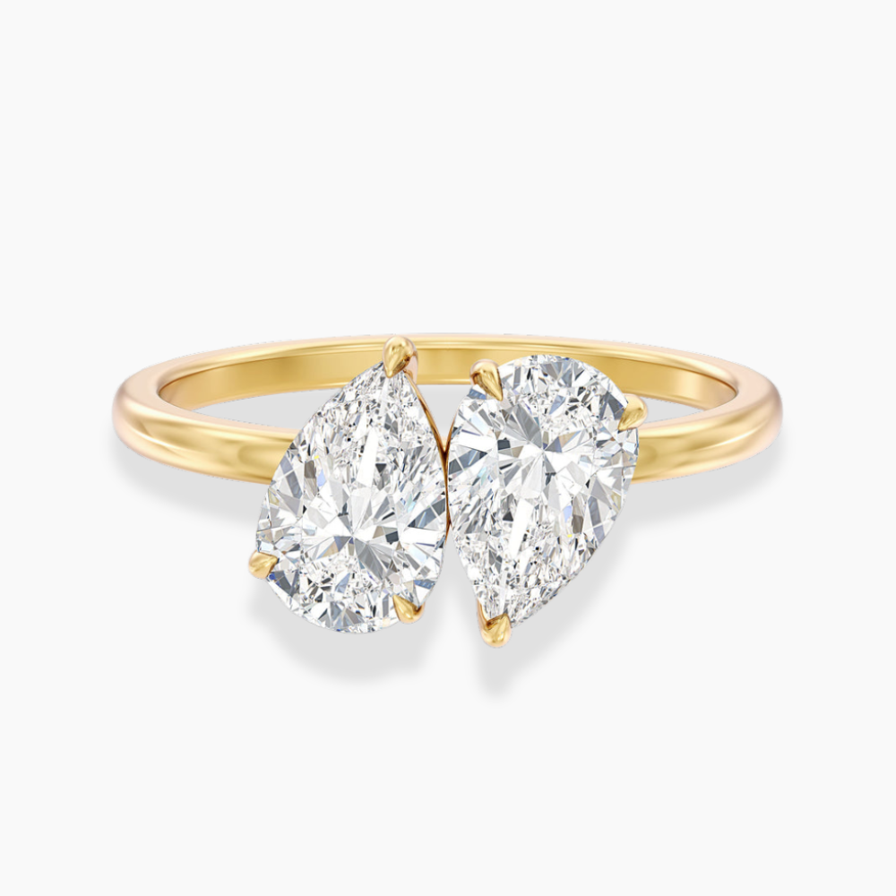Toi et Moi Lab Diamond Engagement Ring in 18K Gold - Pear
