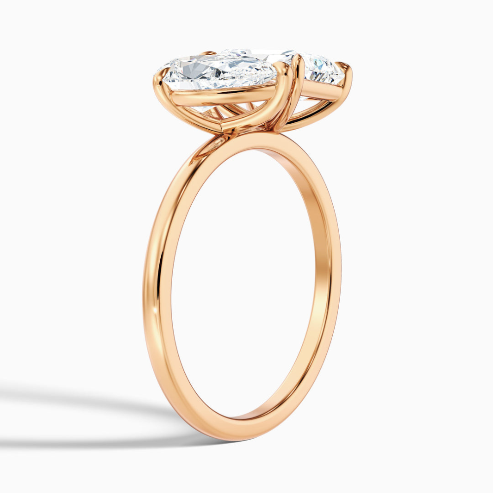 Toi et Moi Lab Diamond Engagement Ring in 18K Gold - Pear and Radiant