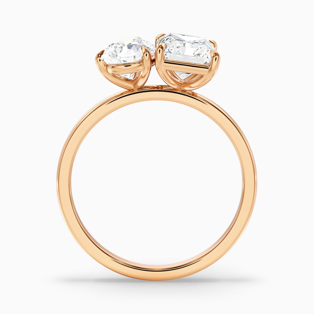 Toi et Moi Lab Diamond Engagement Ring in 18K Gold - Pear and Radiant