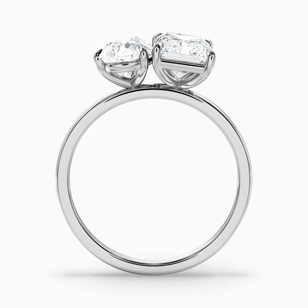 Toi et Moi Lab Diamond Engagement Ring in 18K Gold - Pear and Radiant