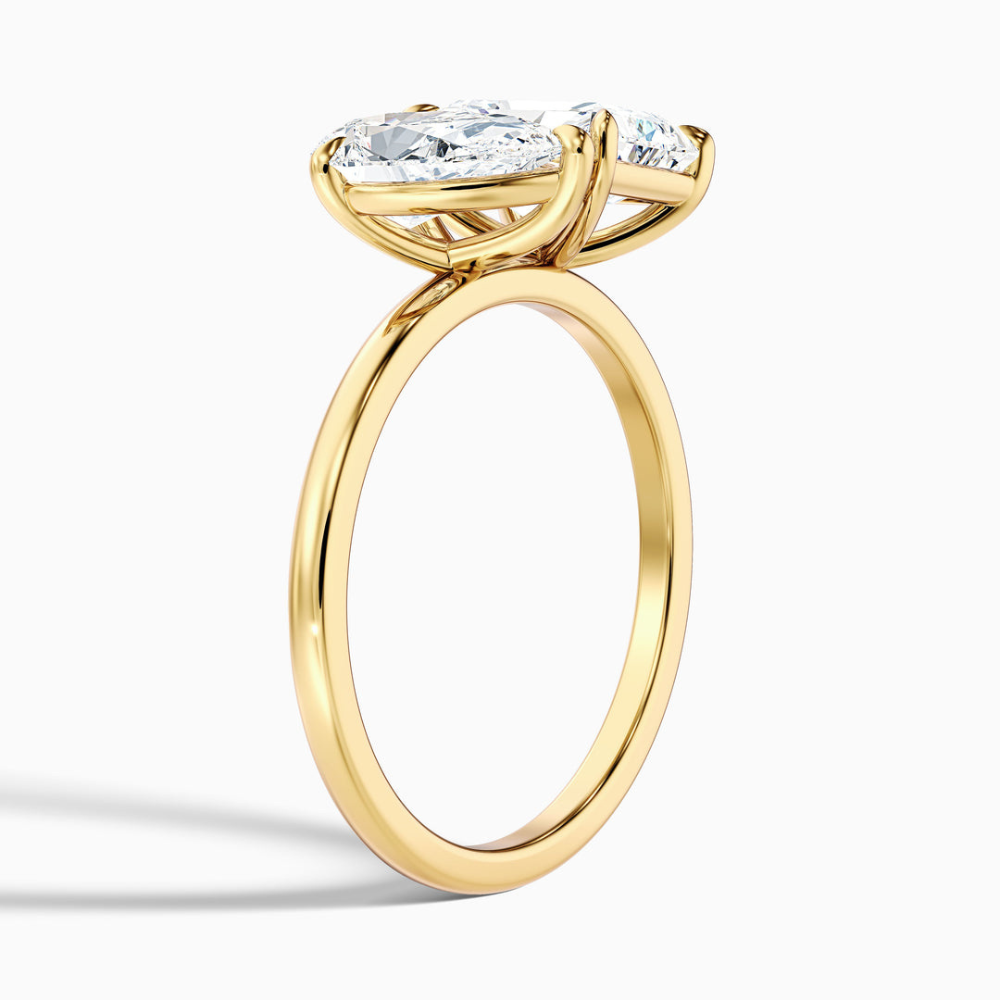Toi et Moi Lab Diamond Engagement Ring in 18K Gold - Pear and Radiant