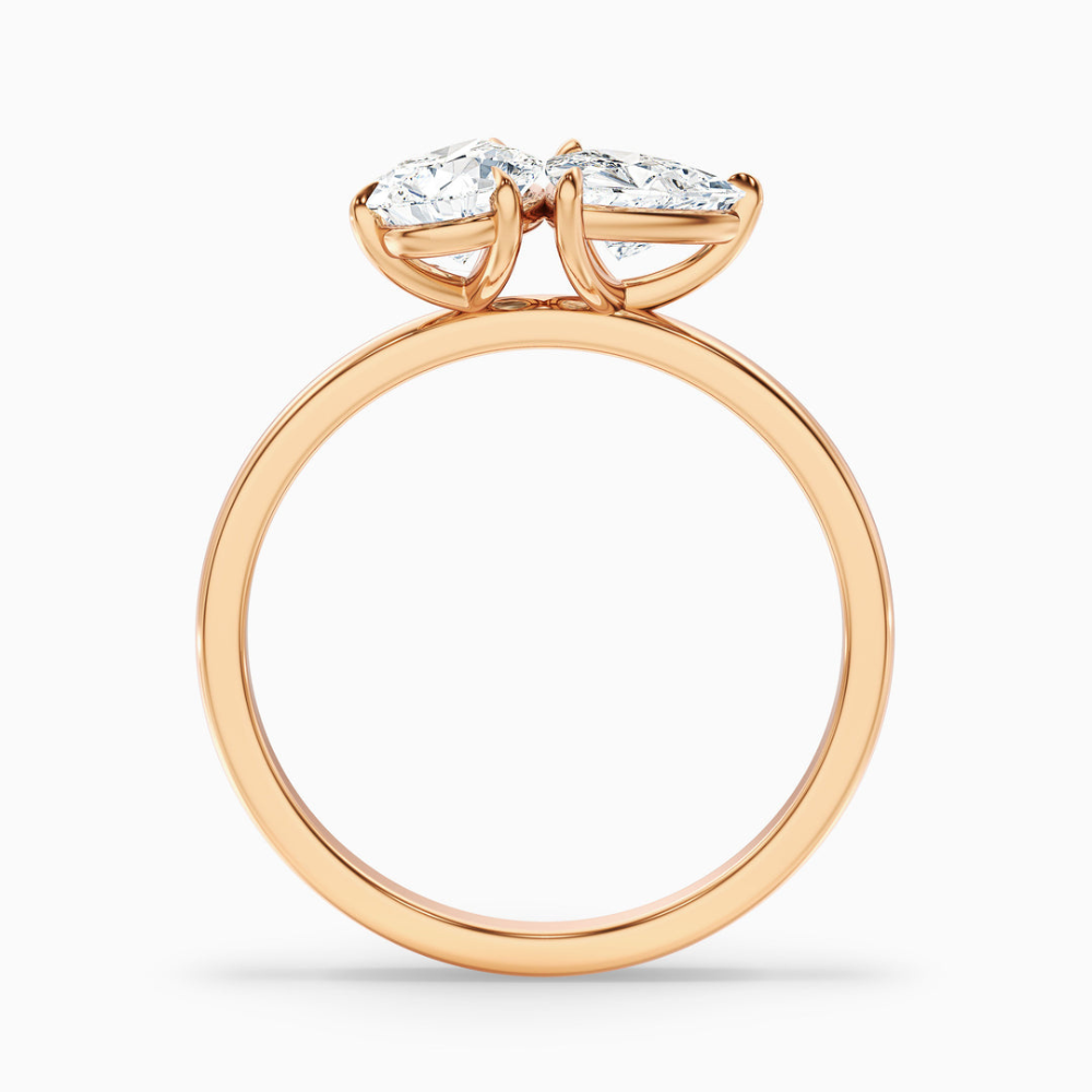 Toi et Moi Lab Diamond Engagement Ring in 18K Gold - Pear and Trillion