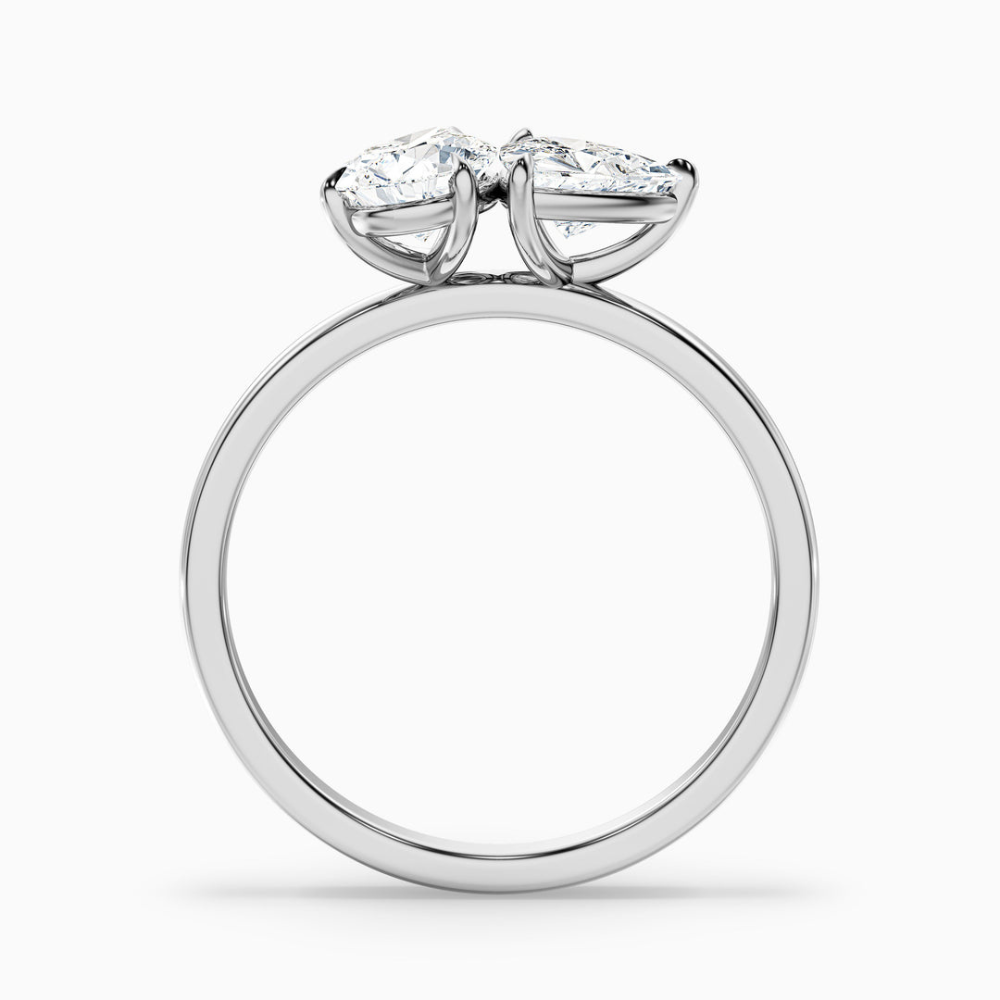 Toi et Moi Lab Diamond Engagement Ring in 18K Gold - Pear and Trillion