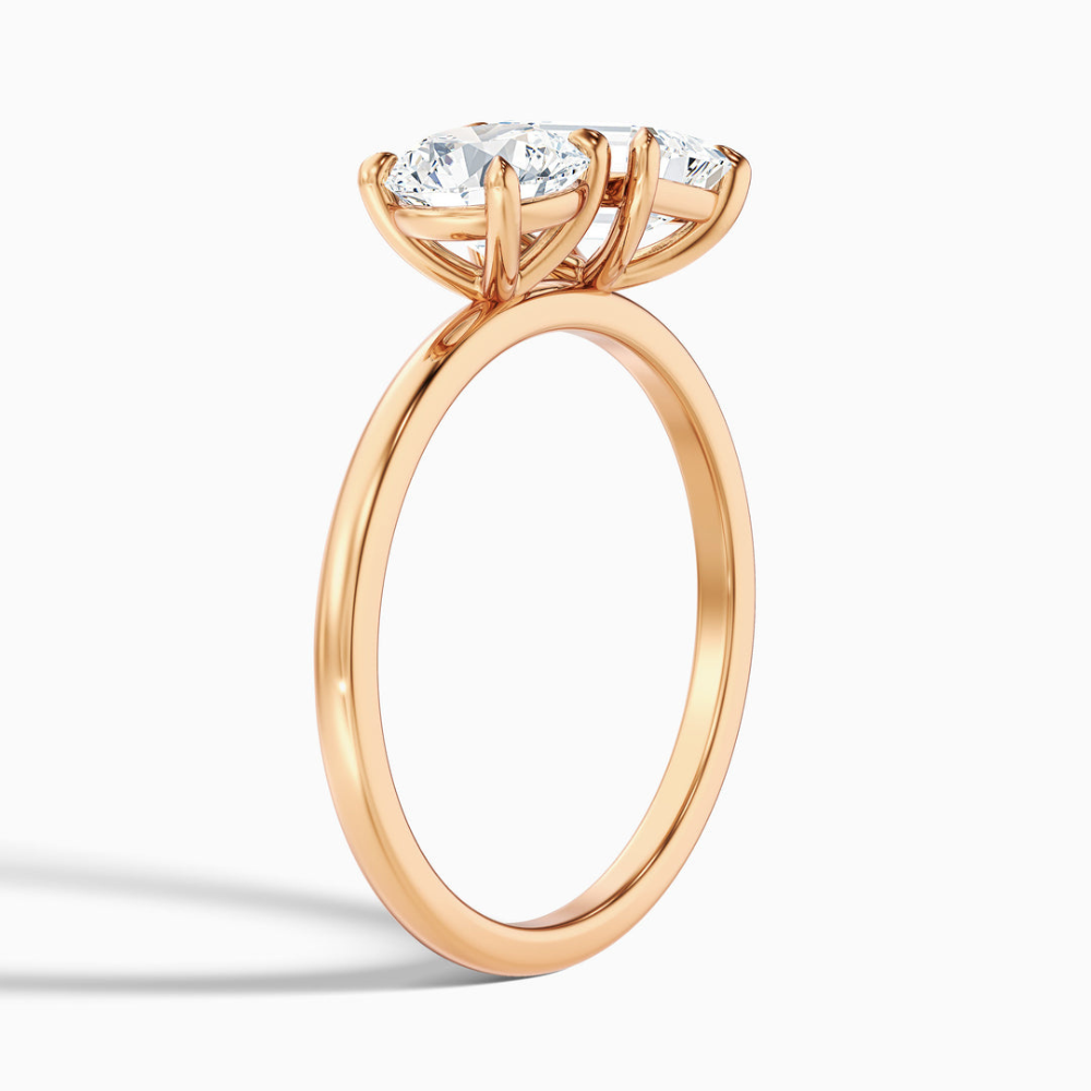 Toi et Moi Lab Diamond Engagement Ring in 18K Gold - Round and Emerald