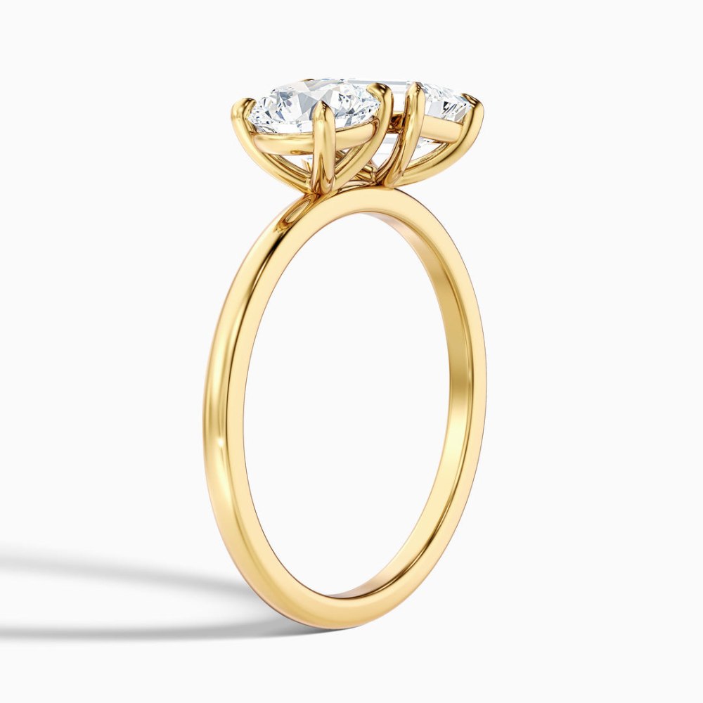 Toi et Moi Lab Diamond Engagement Ring in 18K Gold - Round and Emerald