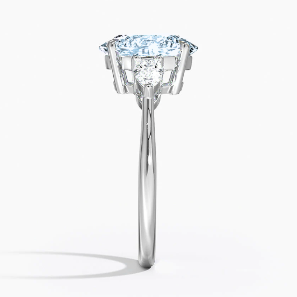 Trilogy Fancy Colored Lab Diamond Ring (Pear Side Diamonds) in White Gold 18K