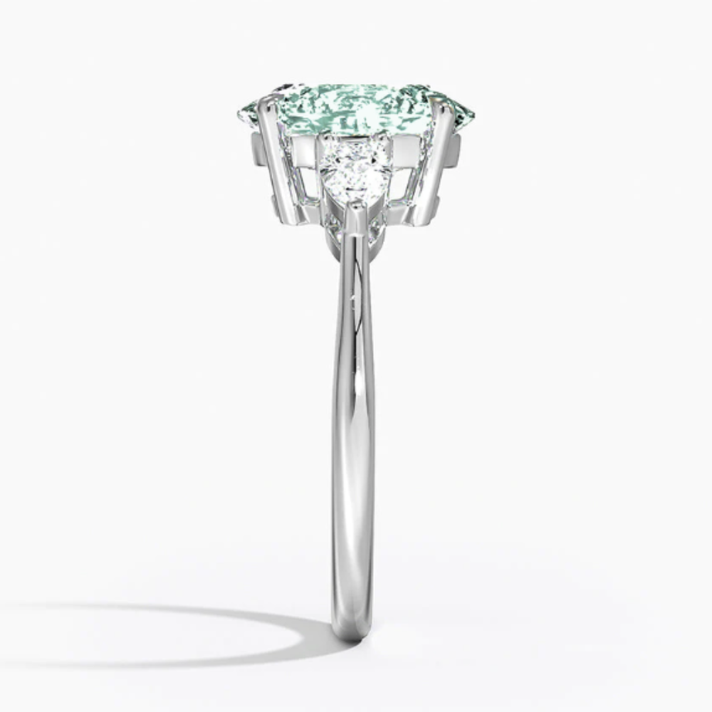 Trilogy Fancy Colored Lab Diamond Ring (Pear Side Diamonds) in White Gold 18K