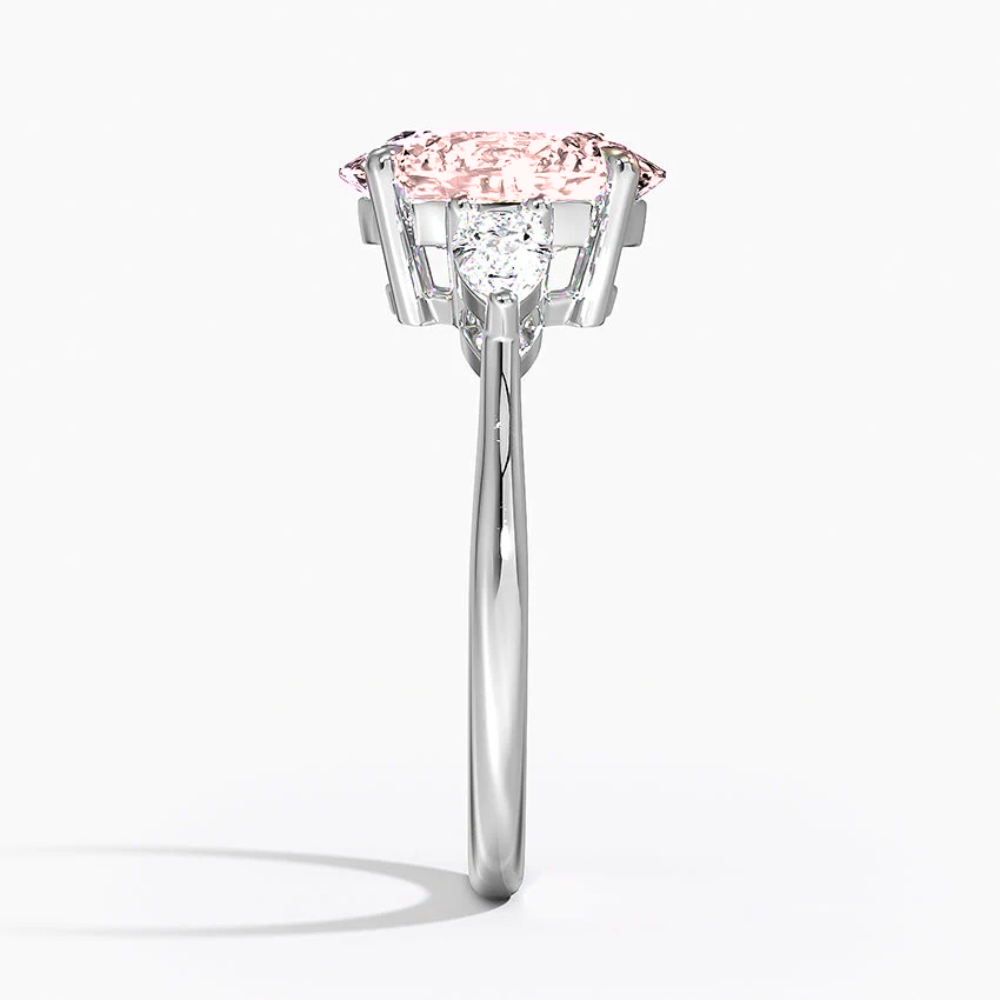 Trilogy Fancy Colored Lab Diamond Ring (Pear Side Diamonds) in White Gold 18K