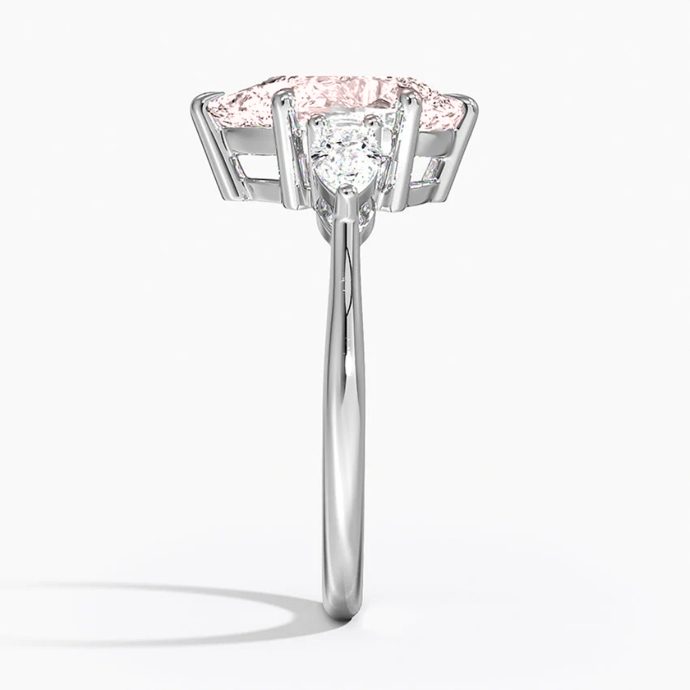 Trilogy Fancy Pink Pear Lab Diamond Ring (Pear Side Diamonds) in White Gold 18K