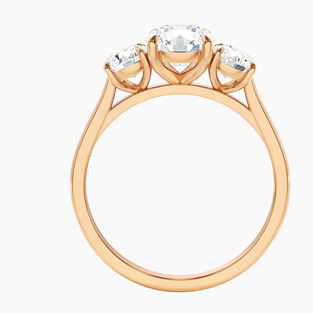 Trilogy (Round Side Stones) Round Lab Diamond Engagement Ring in 18K Gold