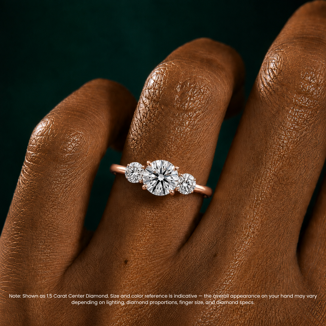 Trilogy (Round Side Stones) Round Lab Diamond Engagement Ring in 18K Gold