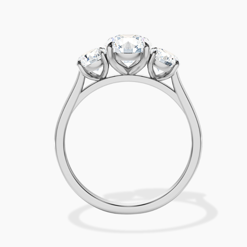 Trilogy (Round Side Stones) Round Lab Diamond Engagement Ring in 18K Gold