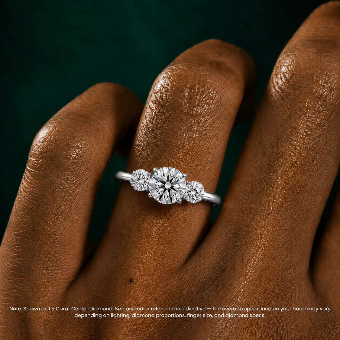 Trilogy (Round Side Stones) Round Lab Diamond Engagement Ring in 18K Gold