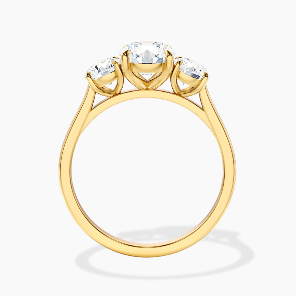 Trilogy (Round Side Stones) Round Lab Diamond Engagement Ring in 18K Gold
