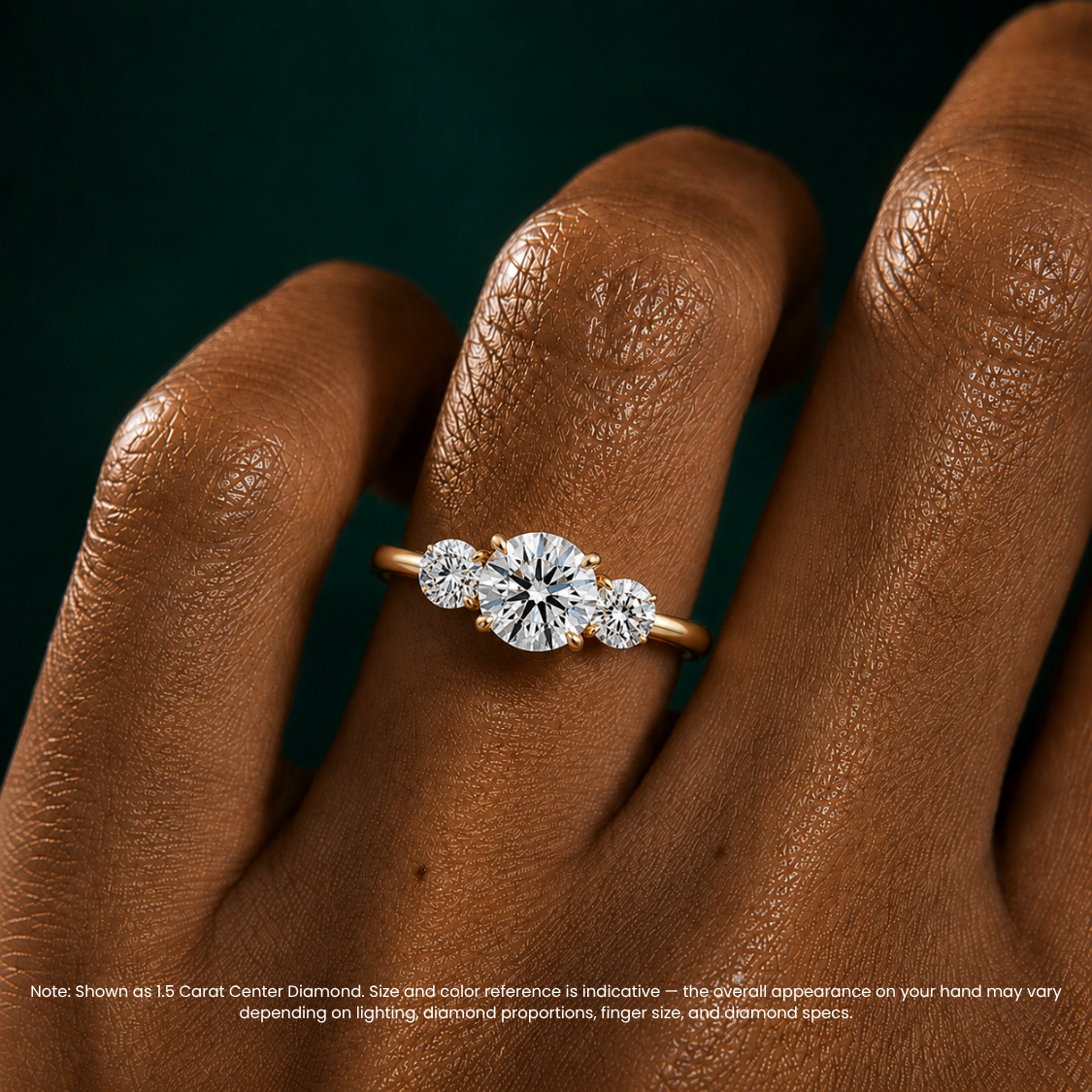 Trilogy (Round Side Stones) Round Lab Diamond Engagement Ring in 18K Gold