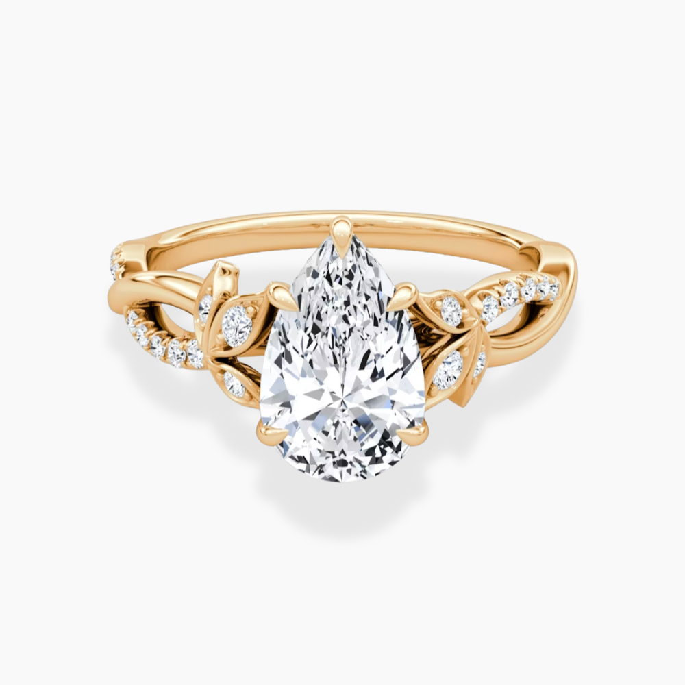 Veronica Twisted Accents Lab Grown Diamond Engagement Ring in 18K Gold - Pear