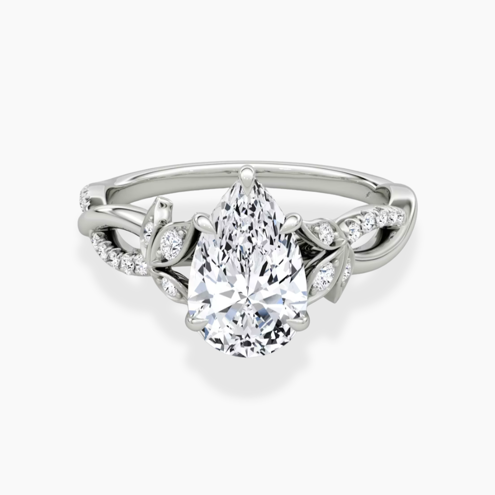 Veronica Twisted Accents Lab Grown Diamond Engagement Ring in 18K Gold - Pear