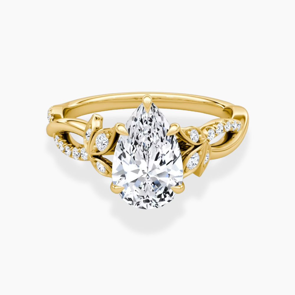 Veronica Twisted Accents Lab Grown Diamond Engagement Ring in 18K Gold - Pear