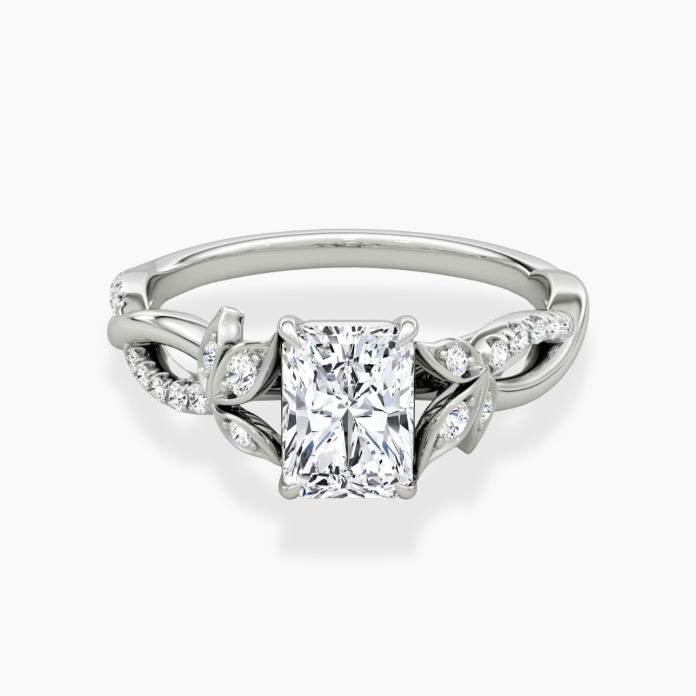 Veronica Twisted Accents Lab Grown Diamond Engagement Ring in 18K Gold - Radiant