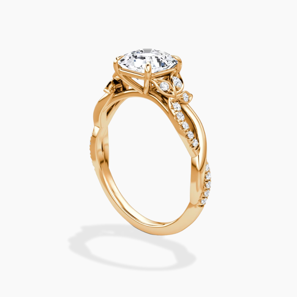 Veronica Twisted Accents Lab Grown Diamond Engagement Ring in 18K Gold - Asscher