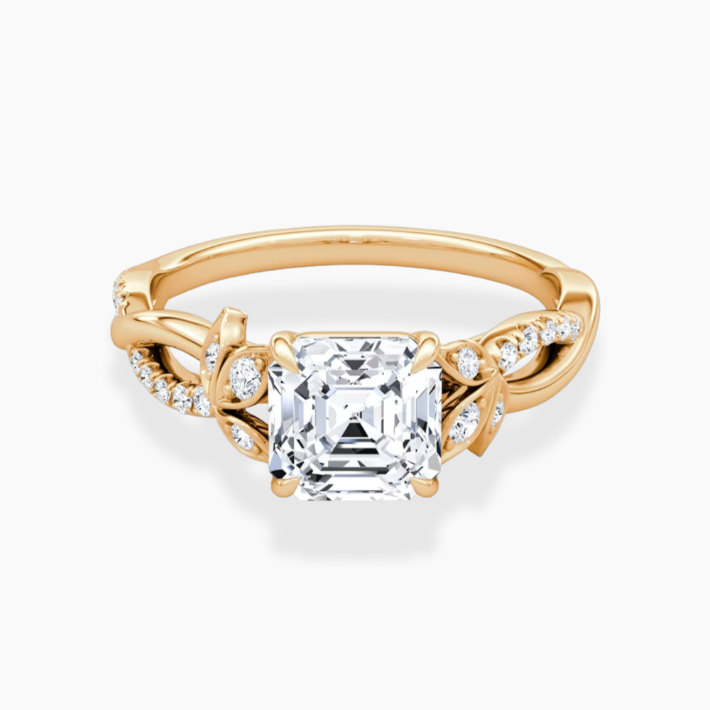 Veronica Twisted Accents Lab Grown Diamond Engagement Ring in 18K Gold - Asscher