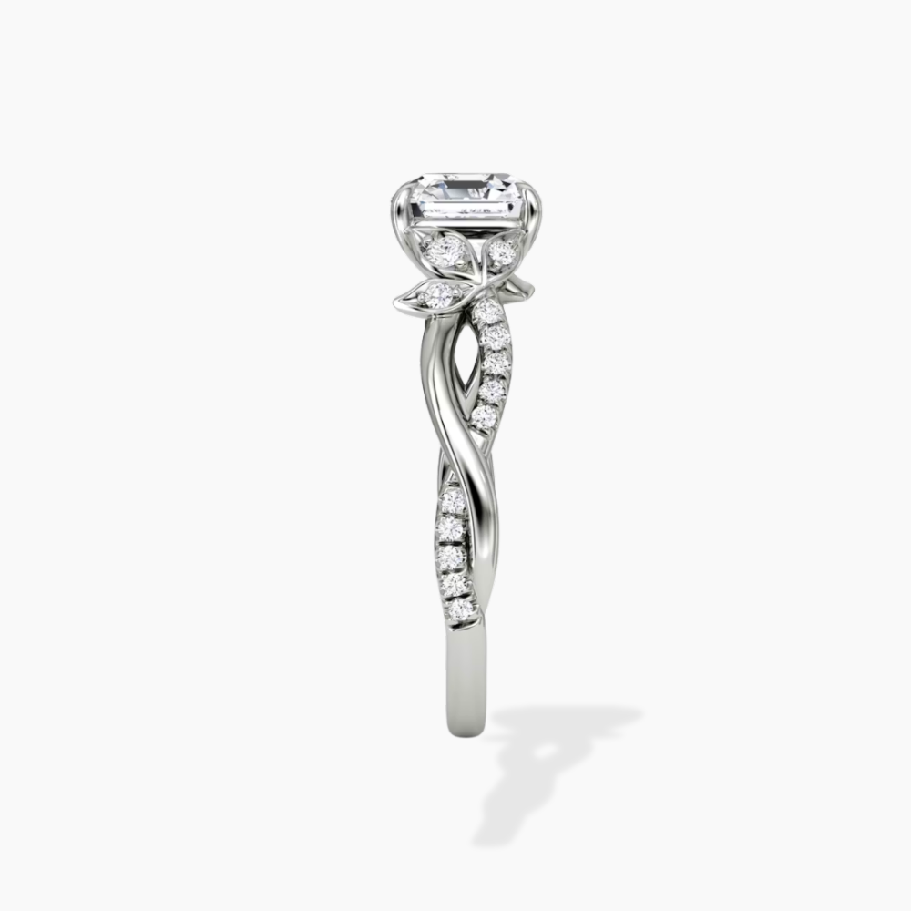 Veronica Twisted Accents Lab Grown Diamond Engagement Ring in 18K Gold - Asscher