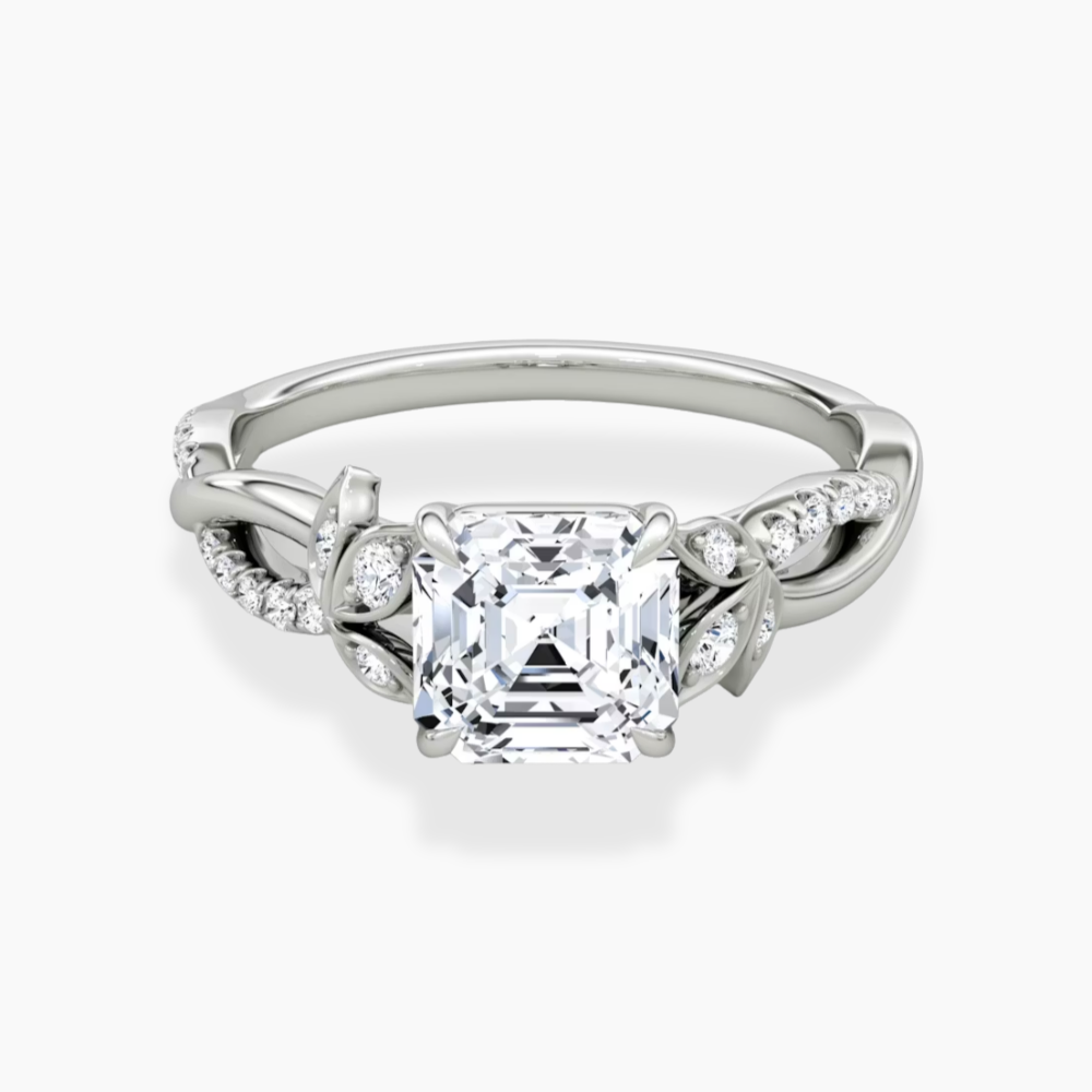 Veronica Twisted Accents Lab Grown Diamond Engagement Ring in 18K Gold - Asscher