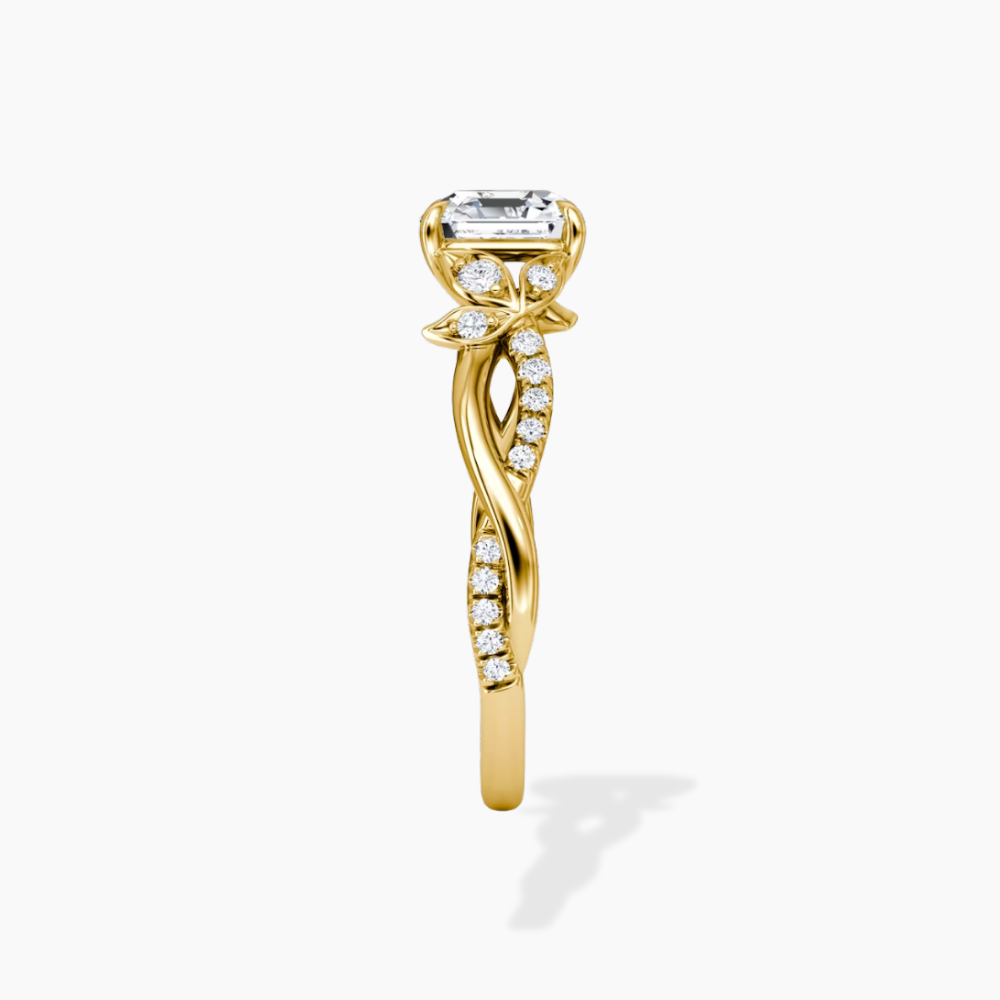 Veronica Twisted Accents Lab Grown Diamond Engagement Ring in 18K Gold - Asscher