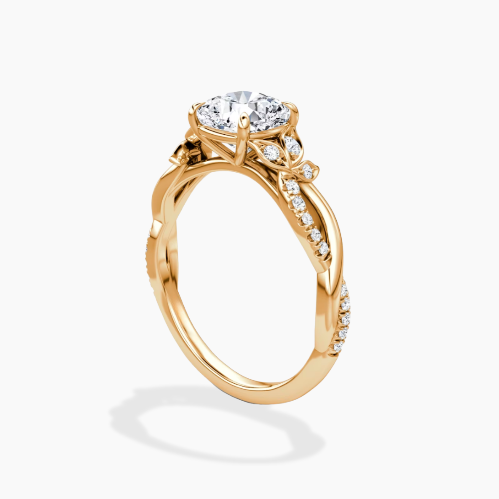 Veronica Twisted Accents Lab Grown Diamond Engagement Ring in 18K Gold - Cushion
