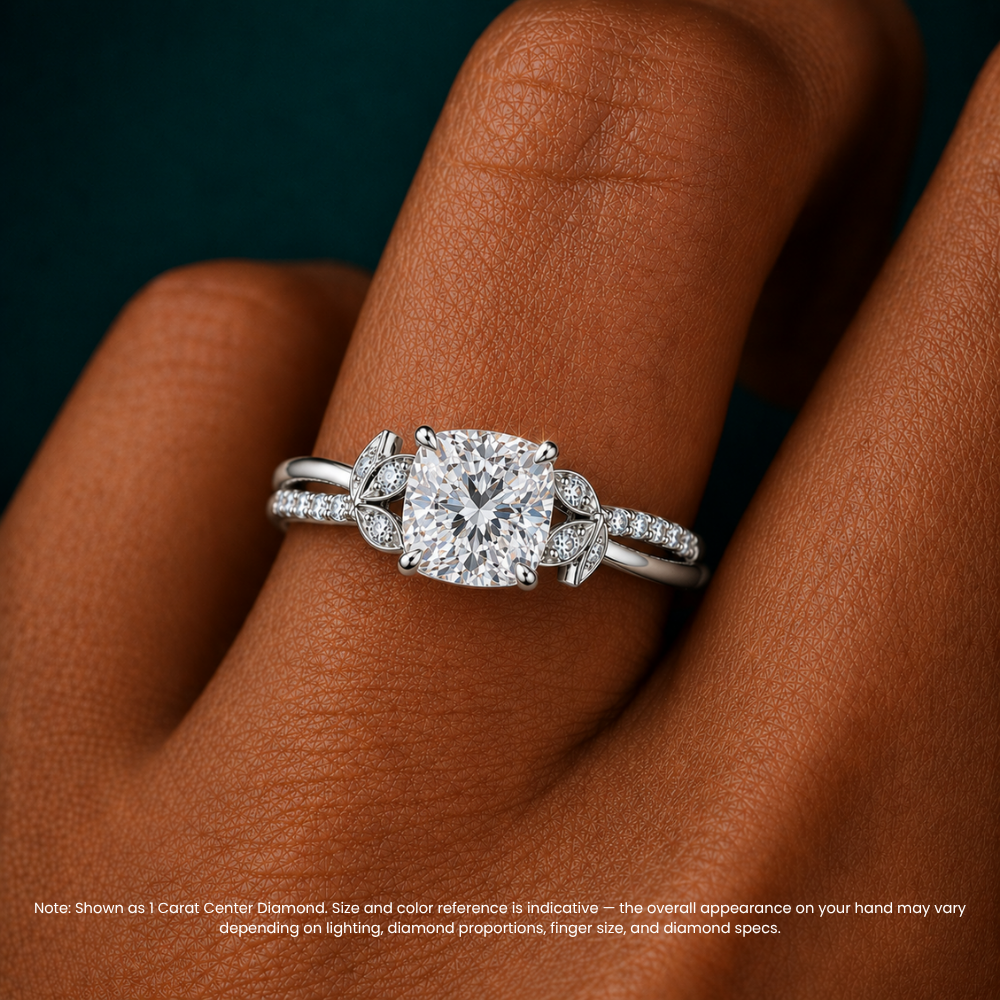 Veronica Twisted Accents Lab Grown Diamond Engagement Ring in 18K Gold - Cushion