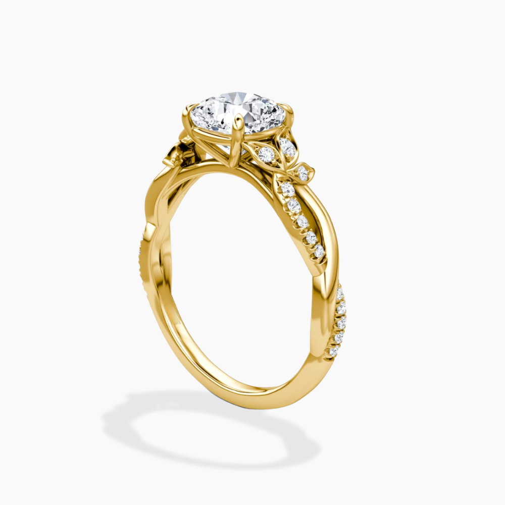 Veronica Twisted Accents Lab Grown Diamond Engagement Ring in 18K Gold - Cushion