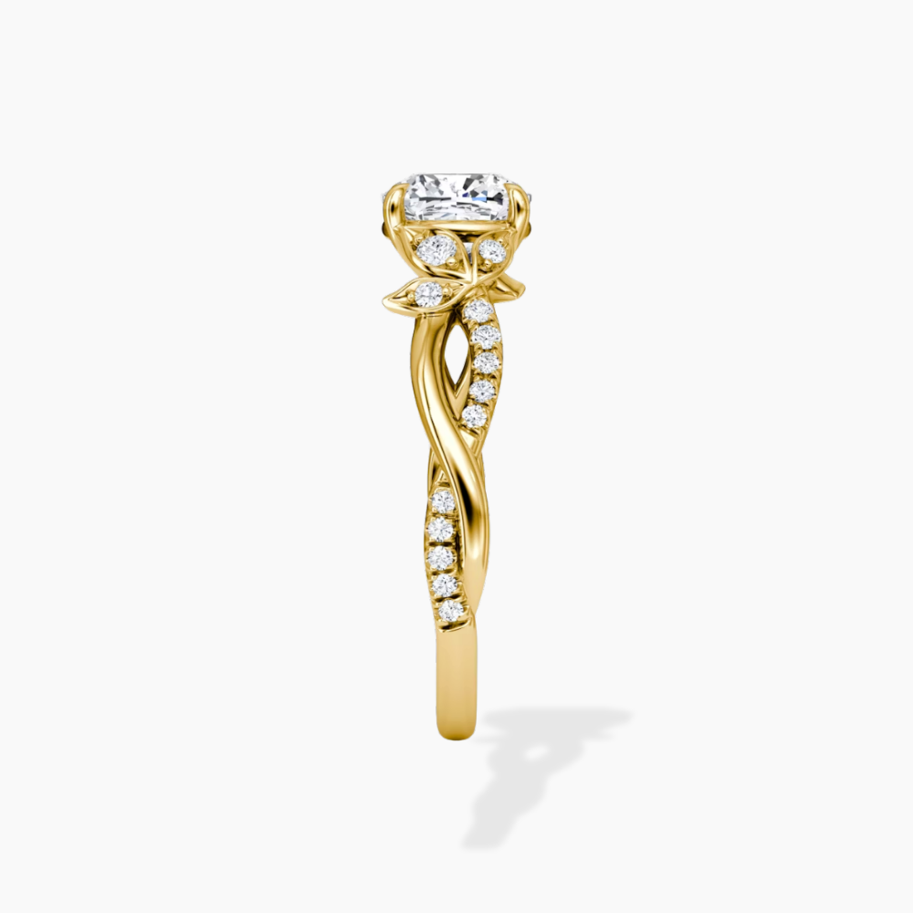 Veronica Twisted Accents Lab Grown Diamond Engagement Ring in 18K Gold - Cushion