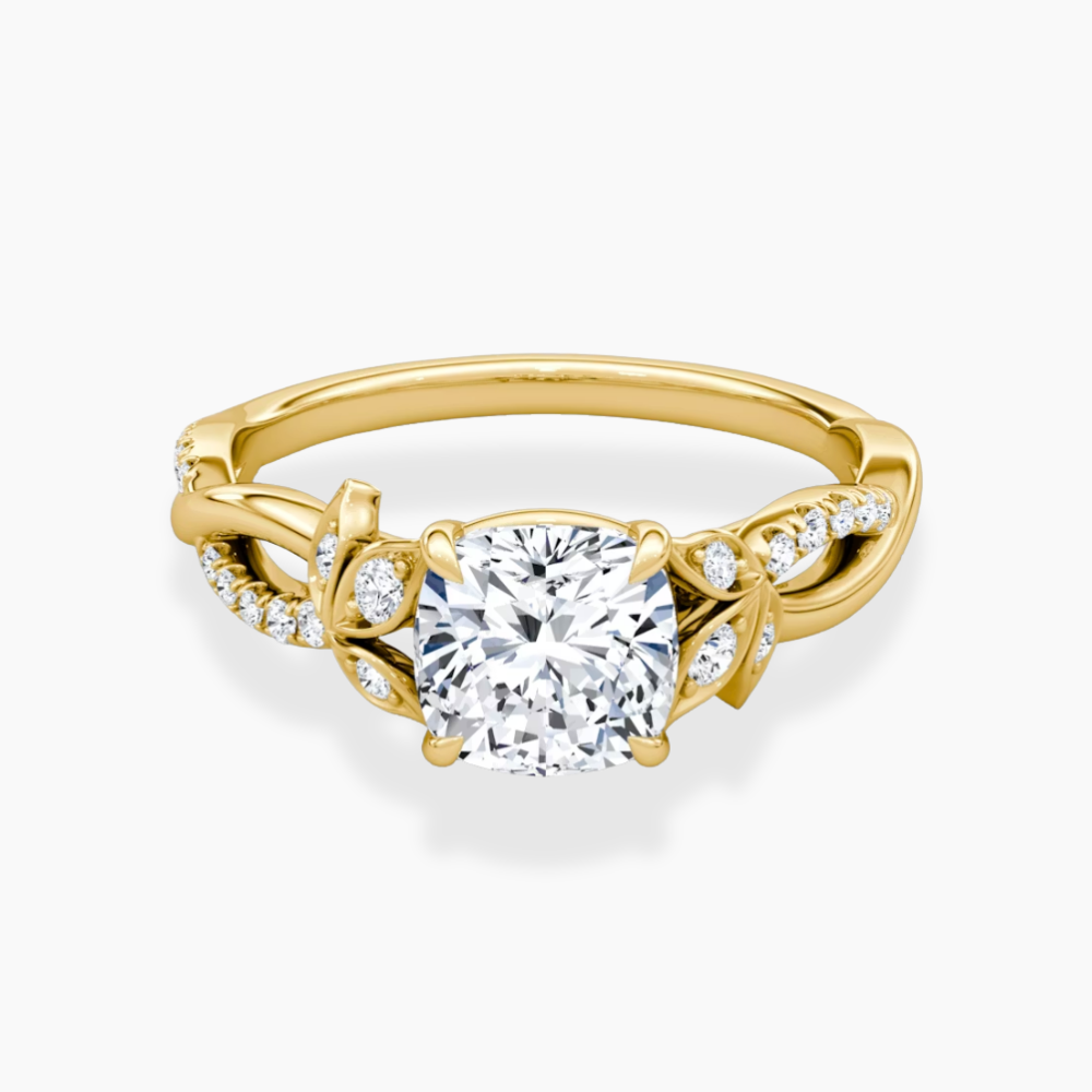 Veronica Twisted Accents Lab Grown Diamond Engagement Ring in 18K Gold - Cushion