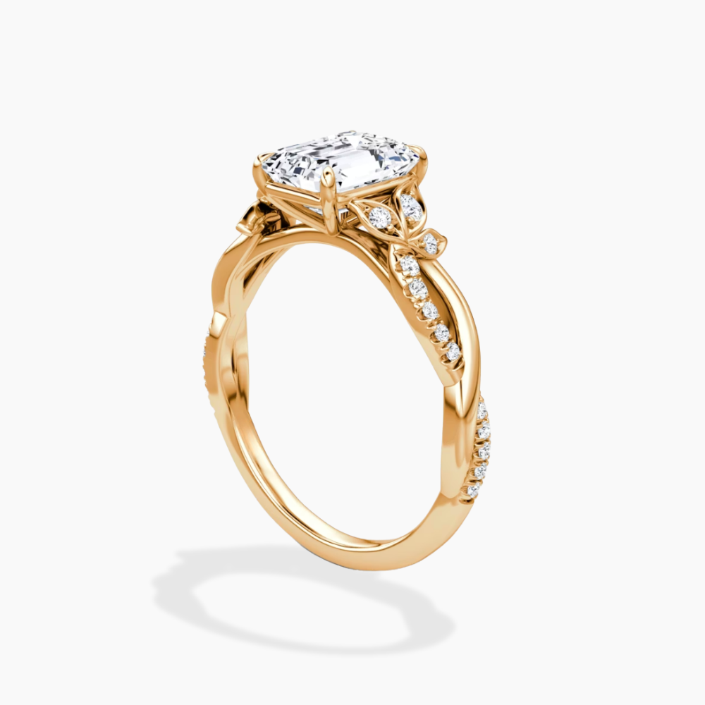 Veronica Twisted Accents Lab Grown Diamond Engagement Ring in 18K Gold - Emerald