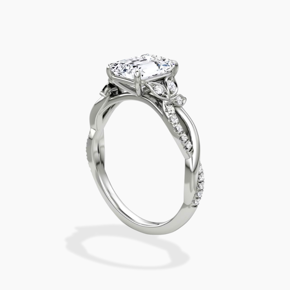 Veronica Twisted Accents Lab Grown Diamond Engagement Ring in 18K Gold - Emerald