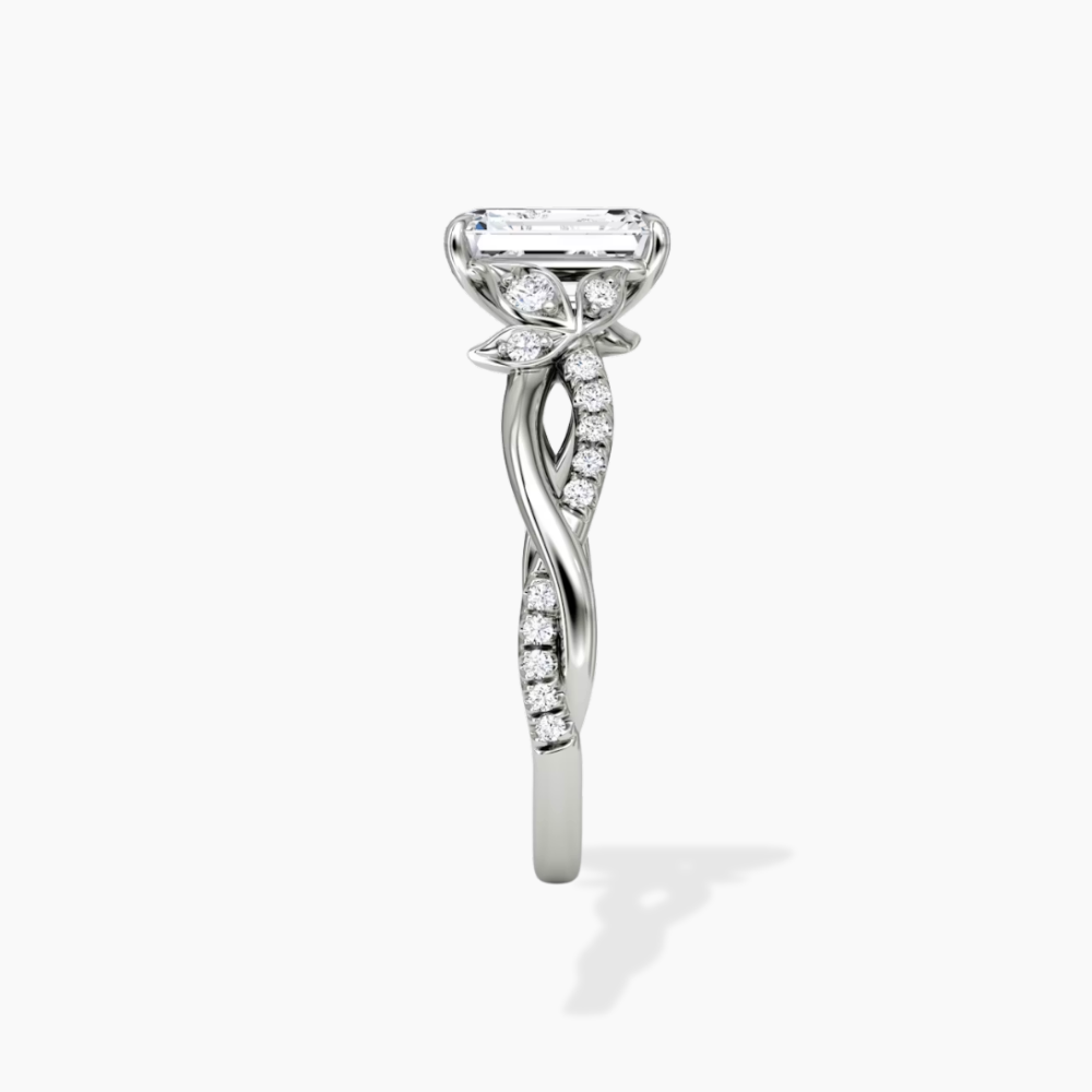 Veronica Twisted Accents Lab Grown Diamond Engagement Ring in 18K Gold - Emerald
