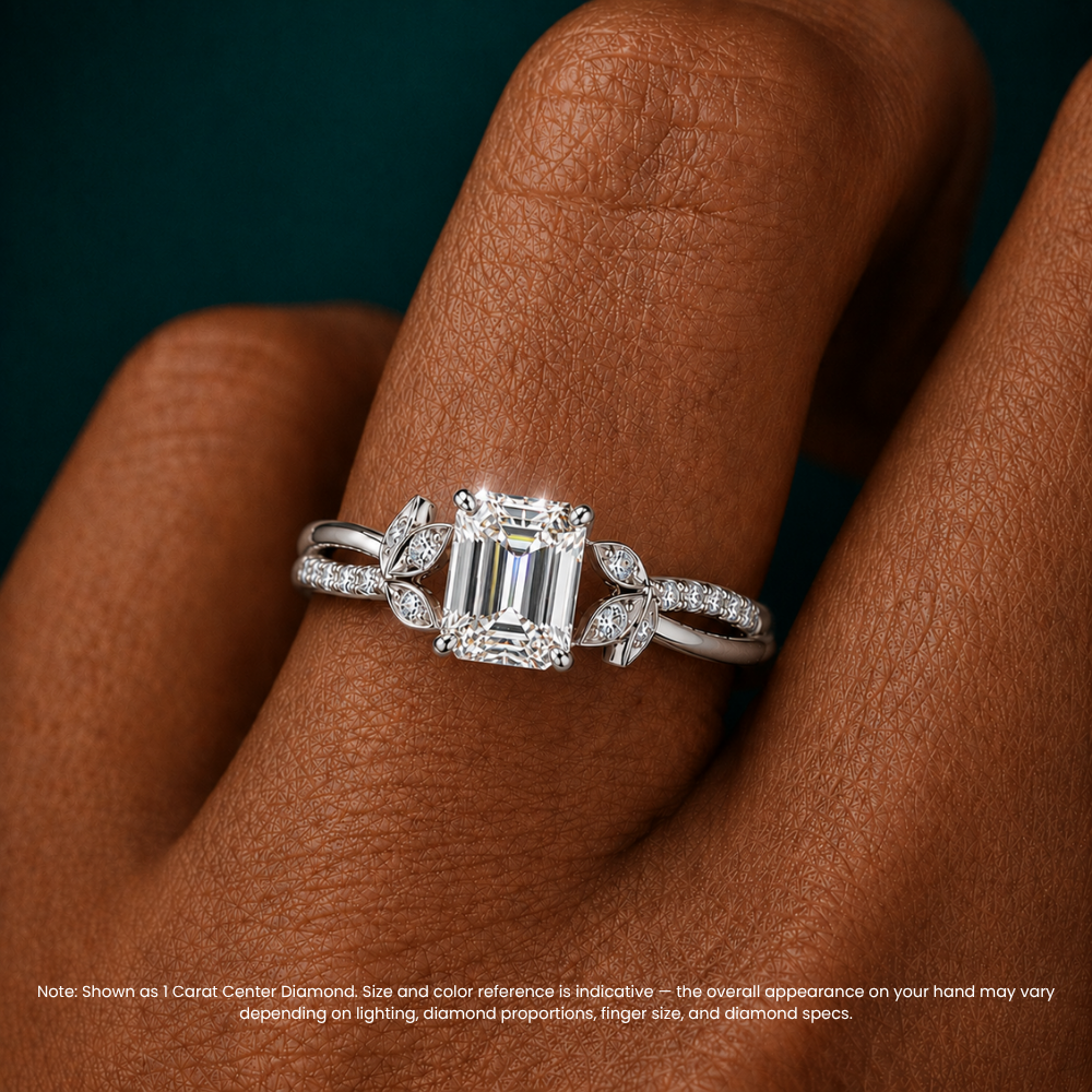 Veronica Twisted Accents Lab Grown Diamond Engagement Ring in 18K Gold - Emerald