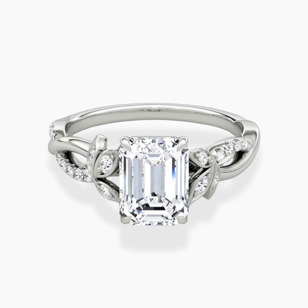 Veronica Twisted Accents Lab Grown Diamond Engagement Ring in 18K Gold - Emerald