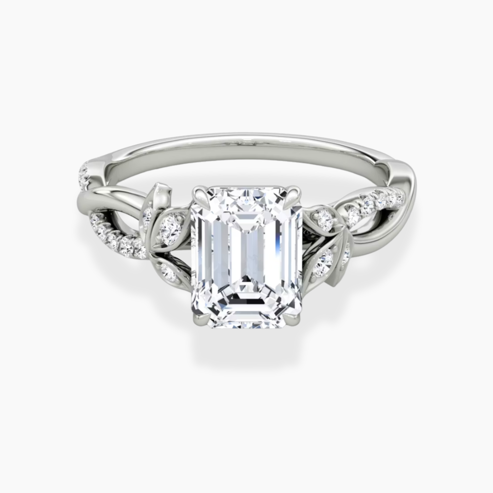 Veronica Twisted Accents Lab Grown Diamond Engagement Ring in 18K Gold - Emerald