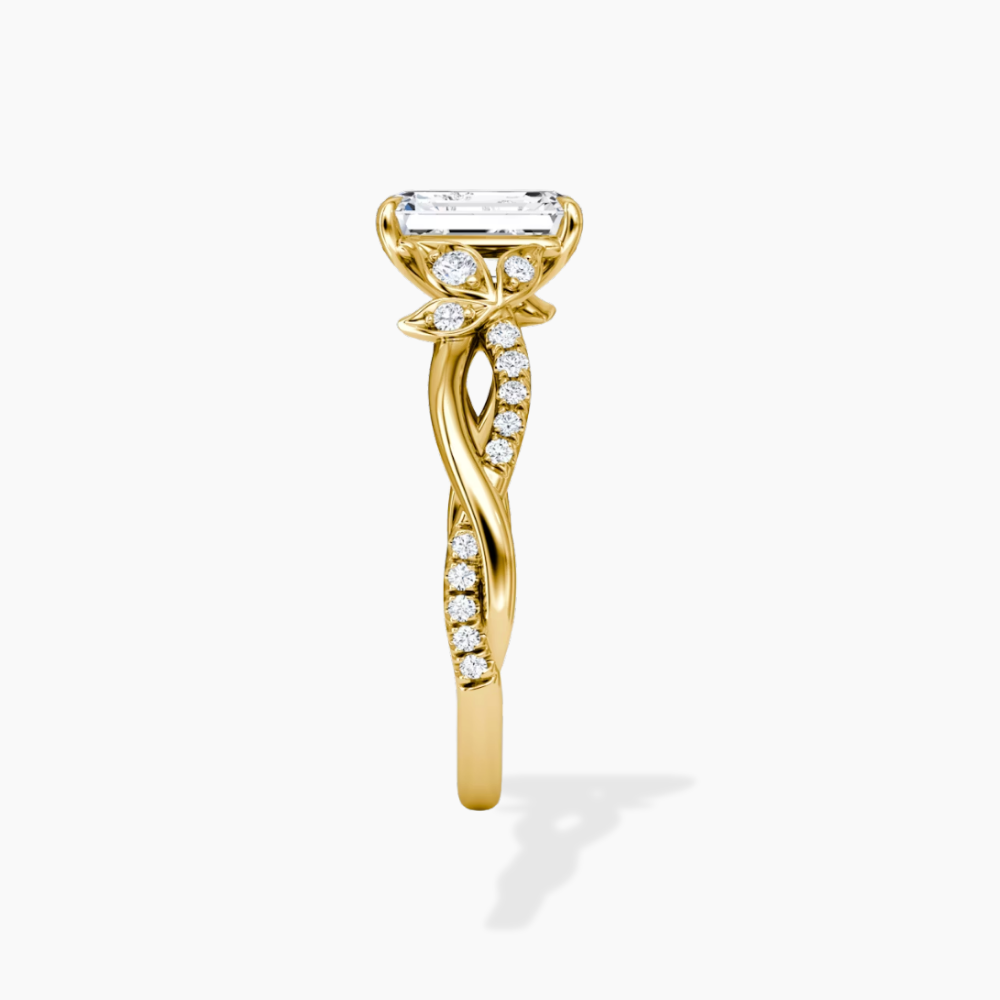 Veronica Twisted Accents Lab Grown Diamond Engagement Ring in 18K Gold - Emerald