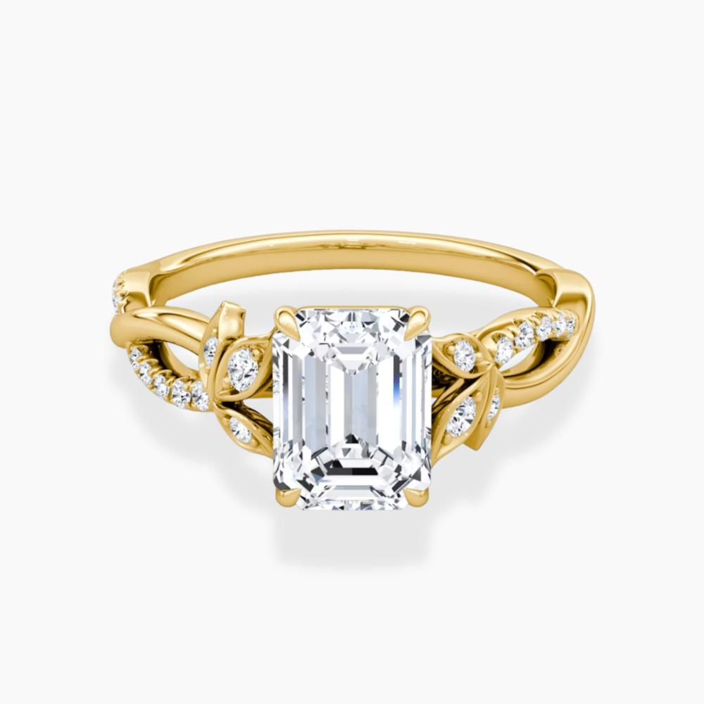 Veronica Twisted Accents Lab Grown Diamond Engagement Ring in 18K Gold - Emerald