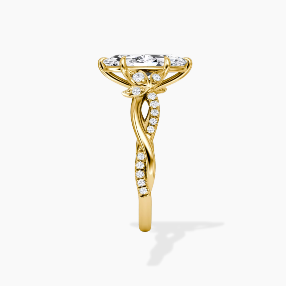 Veronica Twisted Accents Lab Grown Diamond Engagement Ring in 18K Gold - Marquise