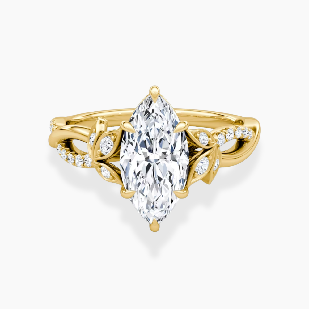 Veronica Twisted Accents Lab Grown Diamond Engagement Ring in 18K Gold - Marquise